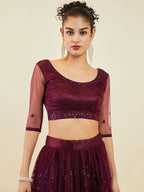 Tulsi Art Stunning Purple Sequins Net Reception Wear Lehenga Choli With Dupatta | Grocsy