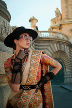 Monjolika Fashion Beige Color Woven Festival Wear Saree | Grocsy