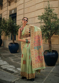 Monjolika Fashion Light Green Color Woven Festival Wear Saree | Grocsy