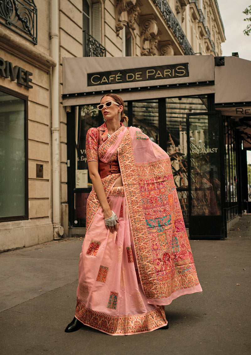 Monjolika Fashion Peach Color Woven Festival Wear Saree | Grocsy