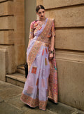 Monjolika Fashion Light Lavender Color Woven Festival Wear Saree | Grocsy
