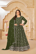 Monjolika Fashion Embroidered Party Wear Olive Green Salwar Suit | Grocsy