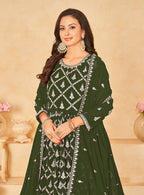 Monjolika Fashion Embroidered Party Wear Olive Green Salwar Suit | Grocsy