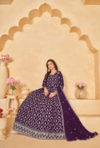 Monjolika Fashion Embroidered Party Wear Purple Salwar Suit | Grocsy