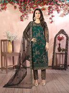 Monjolika Fashion Green Net Embroidery Trendy Salwar Kameez | Grocsy