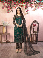 Monjolika Fashion Green Net Embroidery Trendy Salwar Kameez | Grocsy