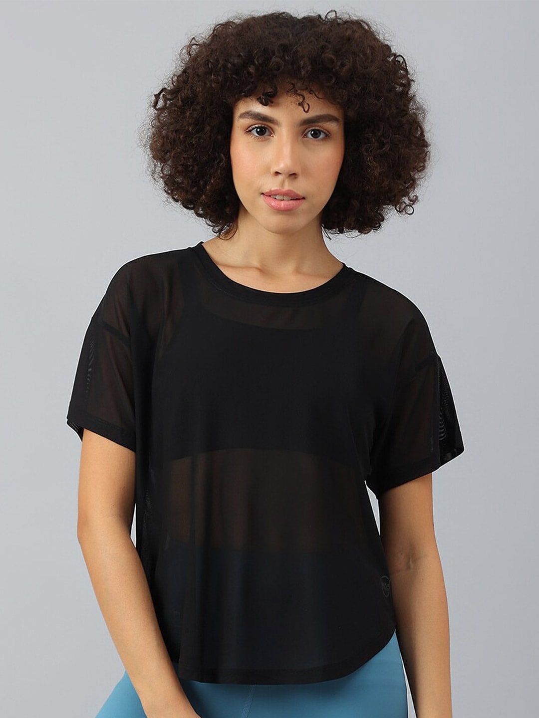 MKH Women Drop-Shoulder Sleeves Dri-FIT Sports T-shirt | Grocsy