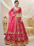 Tulsi Art Outstanding Pink Zari Work Art Silk Reception Wear Lehenga Choli | Grocsy