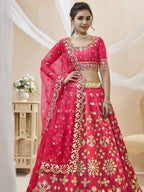 Tulsi Art Outstanding Pink Zari Work Art Silk Reception Wear Lehenga Choli | Grocsy