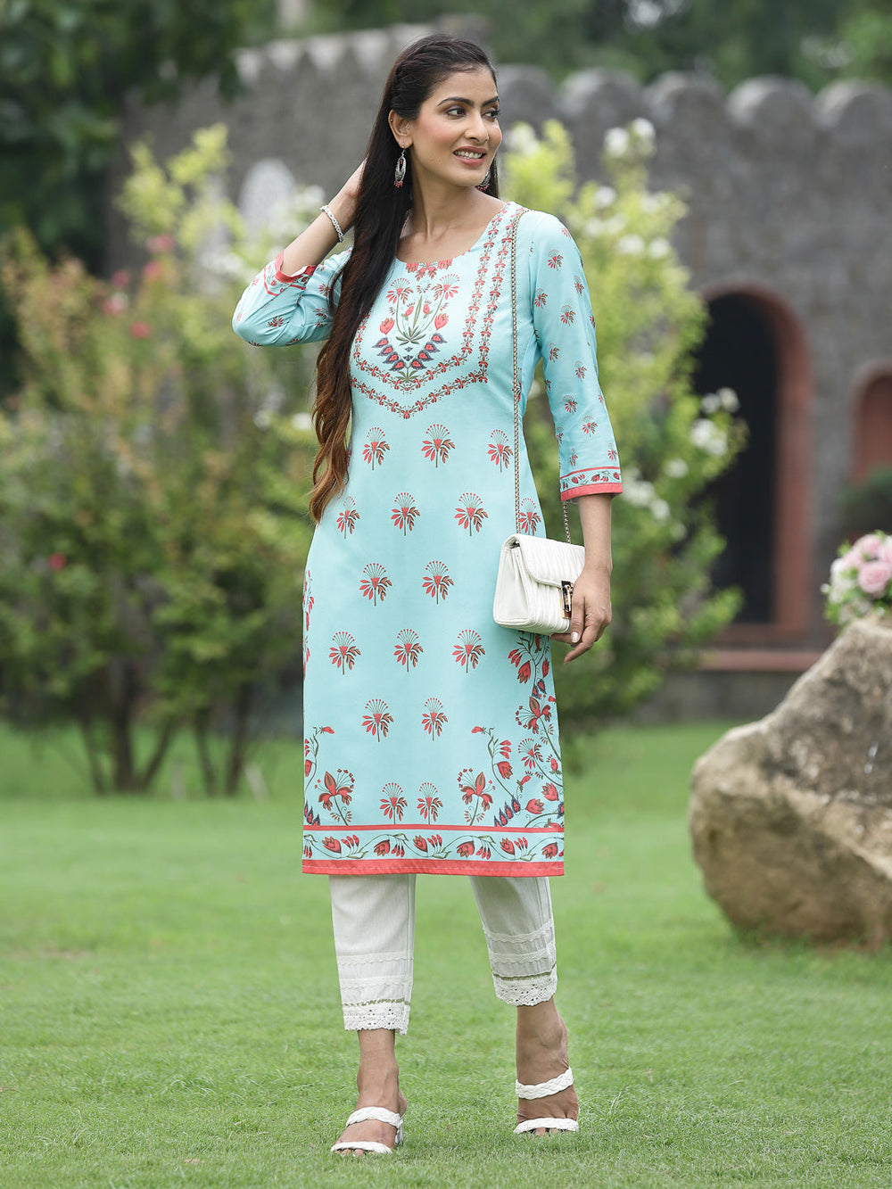 Juniper Women Green Crepe Casual Wear Digital Printed Straight Kurta | Grocsy