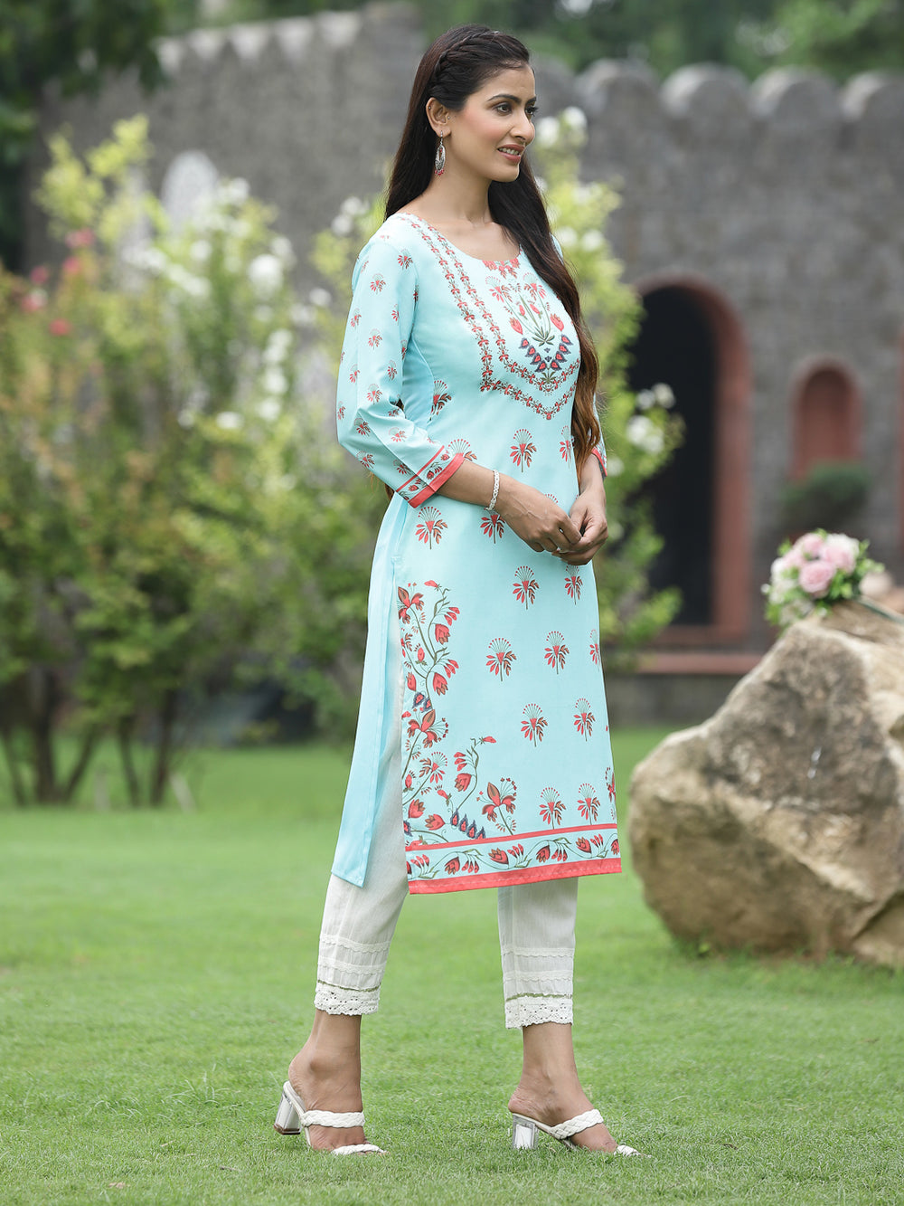 Juniper Women Green Crepe Casual Wear Digital Printed Straight Kurta | Grocsy