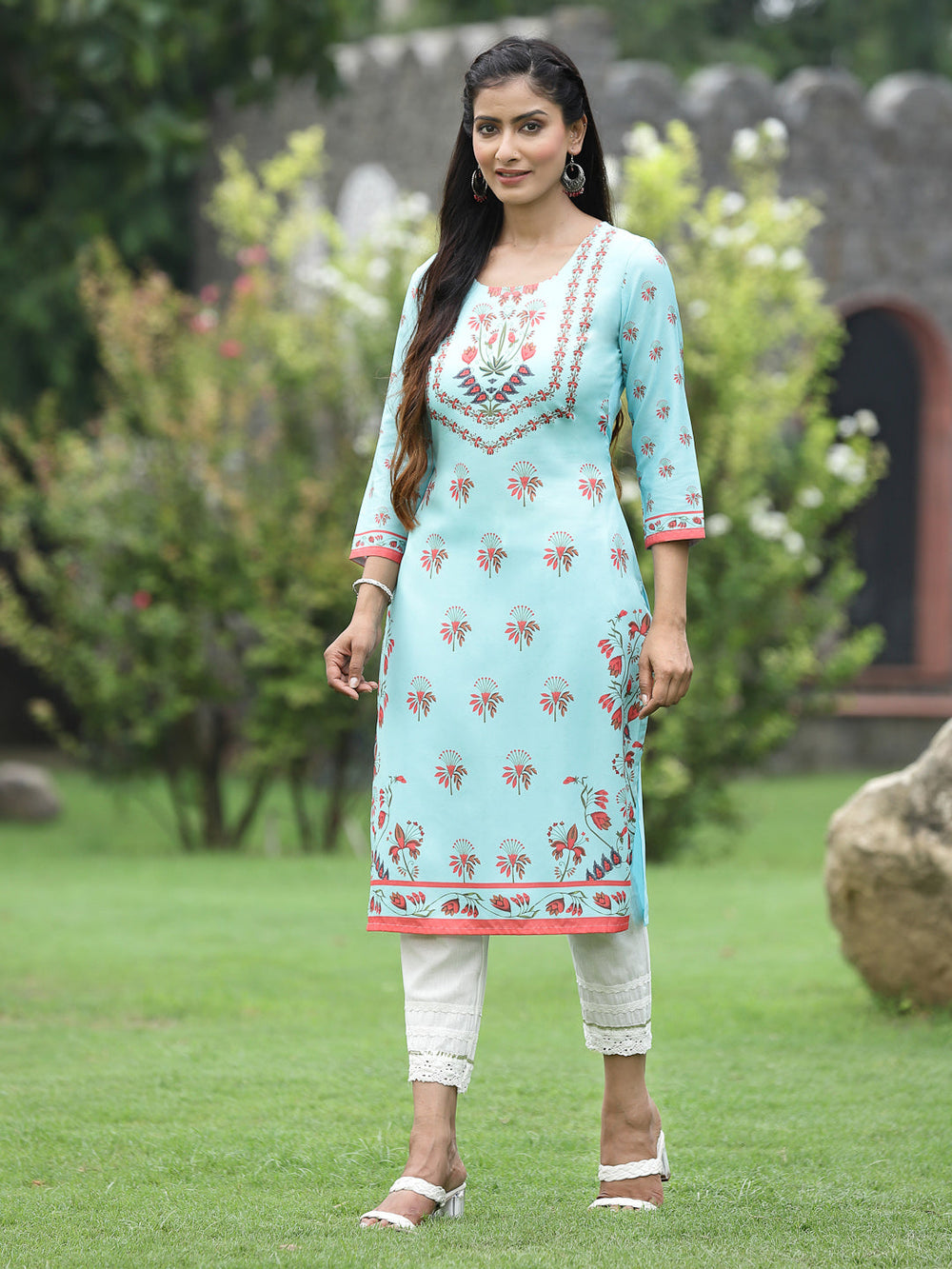 Juniper Women Green Crepe Casual Wear Digital Printed Straight Kurta | Grocsy