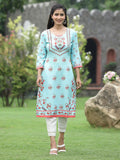 Juniper Women Green Crepe Casual Wear Digital Printed Straight Kurta | Grocsy