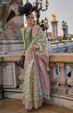 Monjolika Fashion Light Green Emblished Organza Contemporary Saree | Grocsy