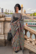 Monjolika Fashion Grey Emblished Organza Contemporary Saree | Grocsy