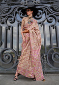 Monjolika Fashion Beige Emblished Organza Contemporary Saree | Grocsy