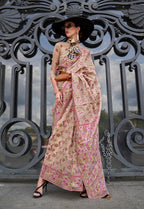 Monjolika Fashion Beige Emblished Organza Contemporary Saree | Grocsy