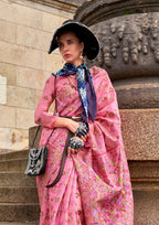 Monjolika Fashion Pink Emblished Organza Contemporary Saree | Grocsy