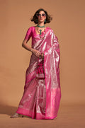 Monjolika Fashion Pink Kanjipuram Silk Woven Designer Saree | Grocsy