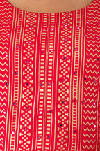 Juniper Fuchsia Rayon Festive Wear Foil Printed A-Line Long Dress | Grocsy