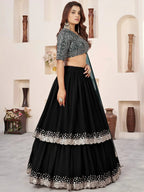 Tulsi Art Outstanding Black Sequins Georgette Wedding Wear Lehenga Choli | Grocsy