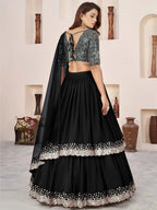 Tulsi Art Outstanding Black Sequins Georgette Wedding Wear Lehenga Choli | Grocsy