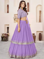 Tulsi Art Precious Lavender Sequins Georgette Wedding Wear Lehenga Choli | Grocsy