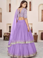 Tulsi Art Precious Lavender Sequins Georgette Wedding Wear Lehenga Choli | Grocsy