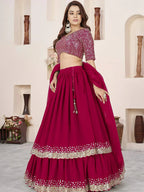 Tulsi Art Beautiful Pink Sequins Georgette Wedding Wear Lehenga Choli | Grocsy