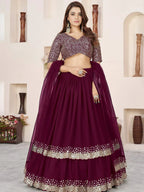 Tulsi Art Charming Purple Sequins Georgette Engagement Wear Lehenga Choli | Grocsy