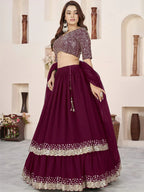 Tulsi Art Charming Purple Sequins Georgette Engagement Wear Lehenga Choli | Grocsy