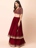 Tulsi Art Wonderful Maroon Sequins Georgette Party Wear Lehenga Choli | Grocsy