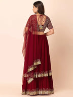 Tulsi Art Wonderful Maroon Sequins Georgette Party Wear Lehenga Choli | Grocsy