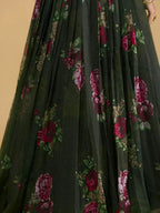 Tulsi Art Beautiful Green Floral Printed Organza Lehenga Choli With Dupatta | Grocsy