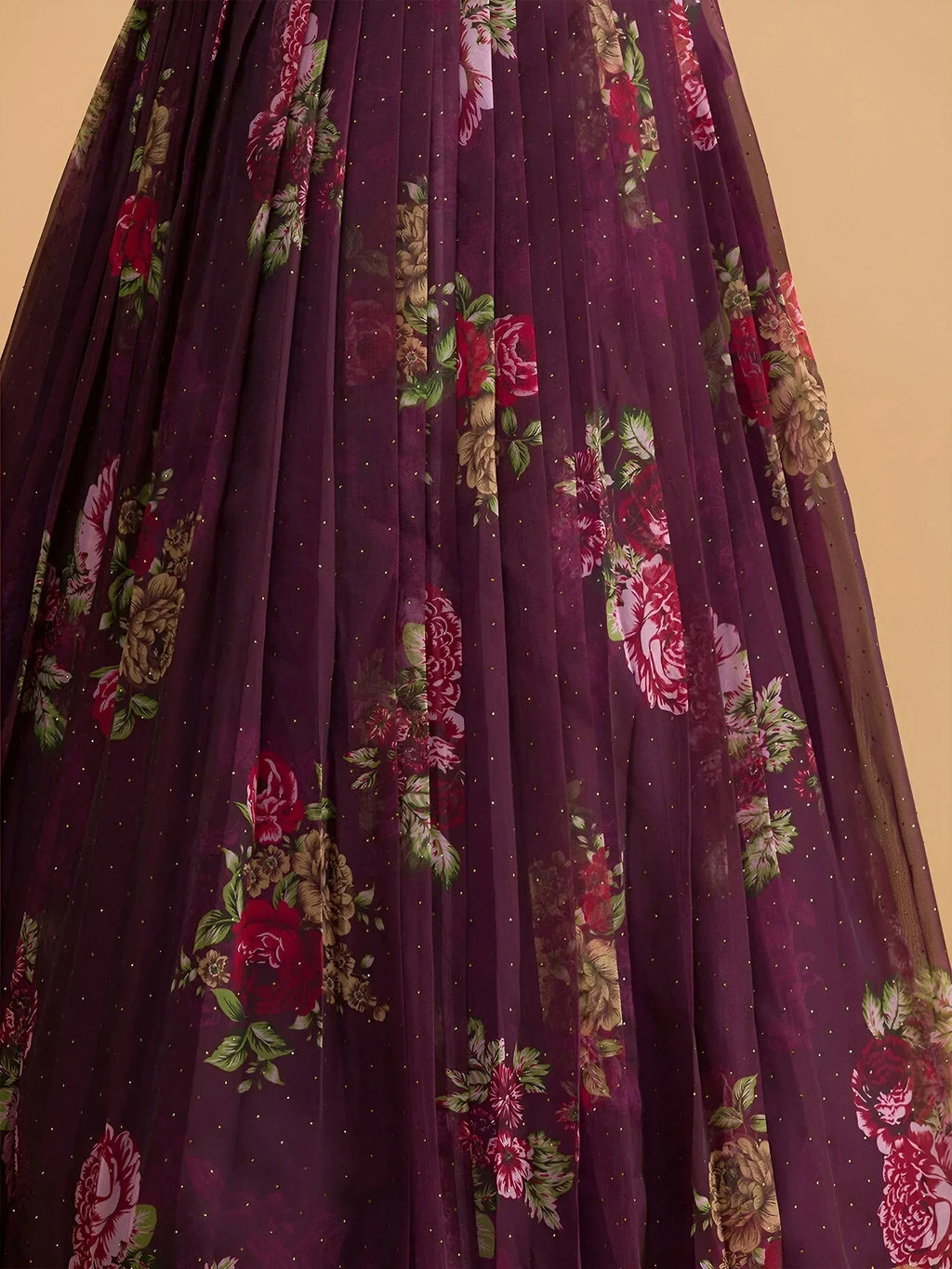 Tulsi Art Stunning Wine Floral Digital Organza Festival Wear Lehenga Choli | Grocsy