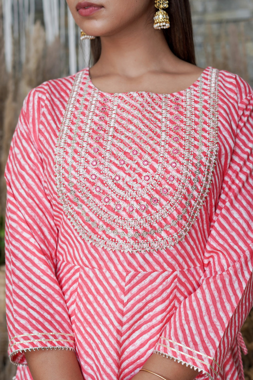 Juniper Women's Pink Printed Flared Cotton Cambric Dress | Grocsy