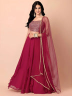 Tulsi Art Gorgeous Pink Georgette Reception Wear Lehenga Choli With Dupatta | Grocsy