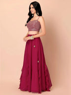 Tulsi Art Gorgeous Pink Georgette Reception Wear Lehenga Choli With Dupatta | Grocsy