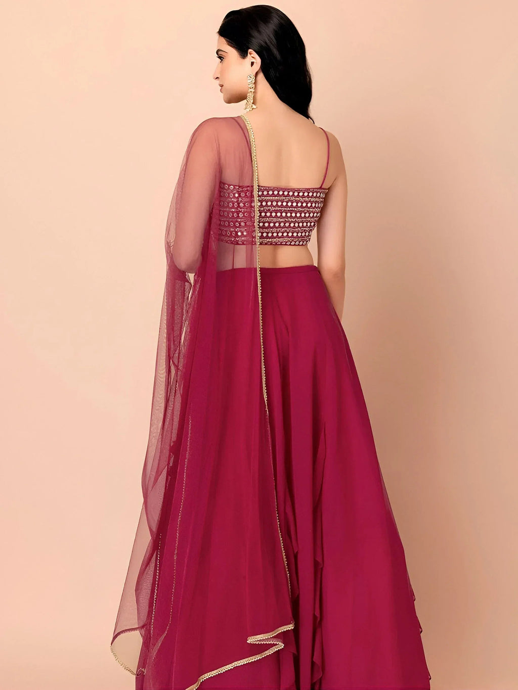 Tulsi Art Gorgeous Pink Georgette Reception Wear Lehenga Choli With Dupatta | Grocsy