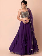 Tulsi Art Charming Purple Georgette Party Wear Lehenga With Sequins Choli | Grocsy