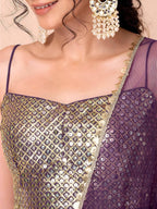 Tulsi Art Charming Purple Georgette Party Wear Lehenga With Sequins Choli | Grocsy