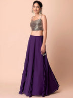 Tulsi Art Charming Purple Georgette Party Wear Lehenga With Sequins Choli | Grocsy