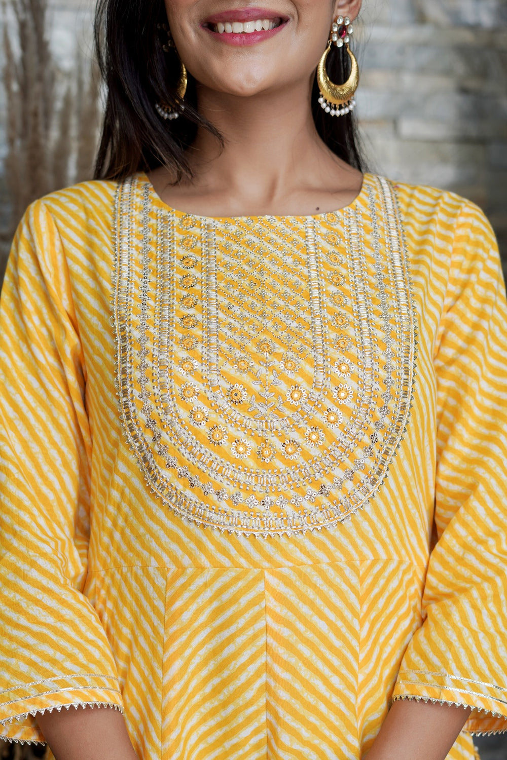 Juniper Women's Yellow Printed Flared Cotton Cambric Dress | Grocsy