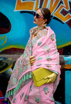 Monjolika Fashion Handloom Weaving Ethnic Saree In Pink | Grocsy