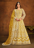 Monjolika Fashion Yellow Net Ceremonial Floor Length Salwar Kameez | Grocsy