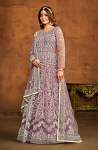 Monjolika Fashion Purple Net Ceremonial Floor Length Salwar Kameez | Grocsy