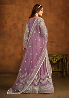 Monjolika Fashion Purple Net Ceremonial Floor Length Salwar Kameez | Grocsy