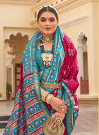 Monjolika Fashion Dark Magenta Colour Sigma Silk Patola Printed Saree With Blouse | Grocsy