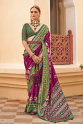 Monjolika Fashion Dark Purple Colour Sigma Silk Patola Printed Saree With Blouse | Grocsy