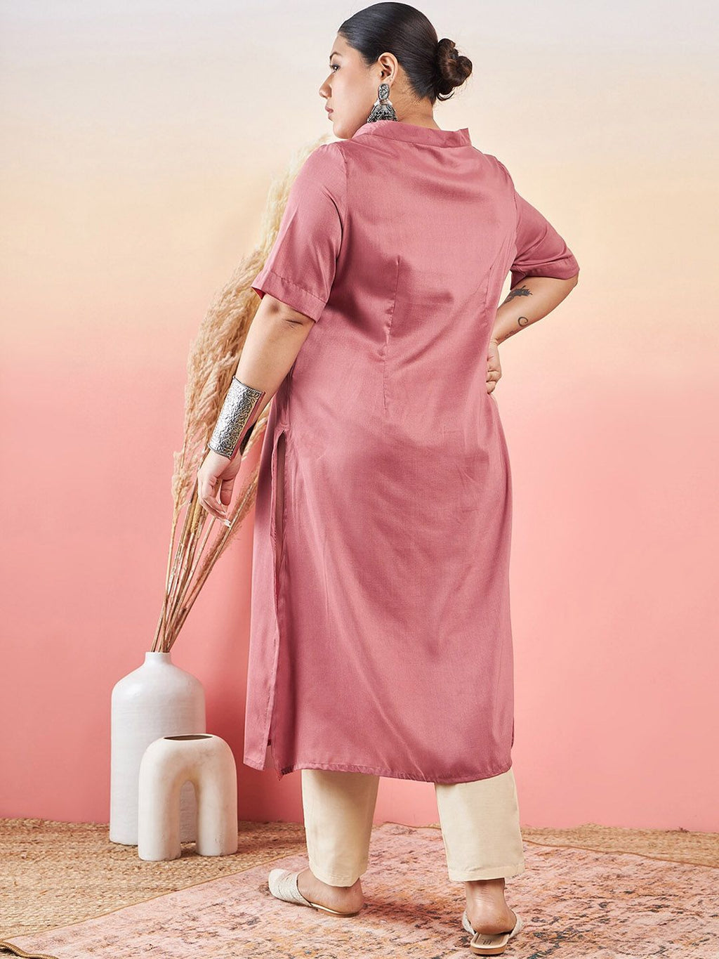 Sztori V-Neck Straight Kurta With Trouser | Grocsy